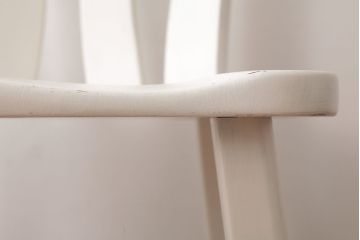 中古輸入家具　オランダ製　さわやかなホワイトカラーのダイニングチェア(椅子、イス、板座チェア)(R-035109)