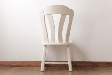 中古輸入家具　オランダ製　さわやかなホワイトカラーのダイニングチェア(椅子、イス、板座チェア)(R-035109)