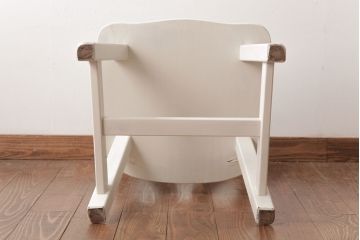 中古輸入家具　オランダ製　さわやかなホワイトカラーのダイニングチェア(椅子、イス、板座チェア)(R-035109)