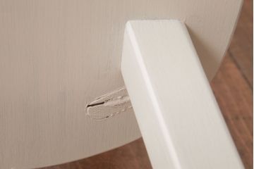 中古輸入家具　オランダ製　さわやかなホワイトカラーのダイニングチェア(椅子、イス、板座チェア)(R-035109)
