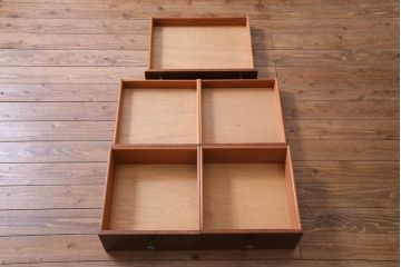 北欧家具　ペイント　ビンテージカラーと取っ手がお洒落なワークデスク(両袖机、在宅ワーク、在宅用サイドボード)