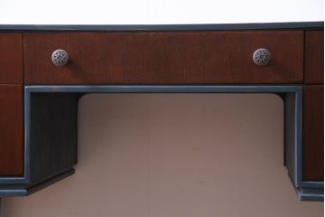 北欧家具　ペイント　ビンテージカラーと取っ手がお洒落なワークデスク(両袖机、在宅ワーク、在宅用サイドボード)