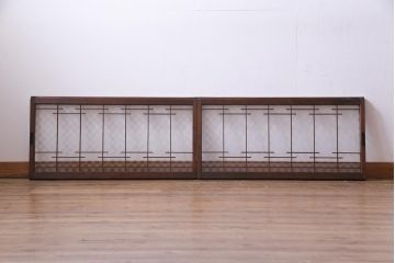 ラフジュ工房オリジナル　古建具リメイク　市松模様のガラスが和モダンな雰囲気醸し出すリビングボード(収納棚、戸棚、テレビボード)