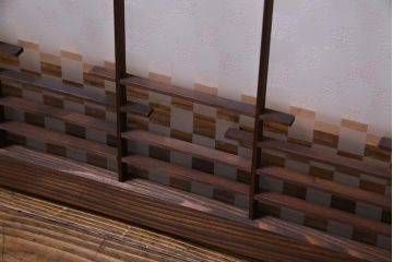 ラフジュ工房オリジナル　古建具リメイク　市松模様のガラスが和モダンな雰囲気醸し出すリビングボード(収納棚、戸棚、テレビボード)