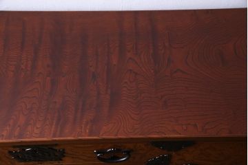 中古　伝統民芸家具　岩谷堂箪笥　片開き扉付き　艶と杢目が美しい衣装箪笥(整理箪笥、引き出し)