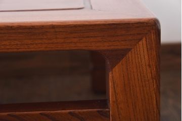 アンティーク家具　古民具　総ケヤキ材　一枚板　漆塗り　鮮明な杢目が楽しめる座卓(ローテーブル、センターテーブル)
