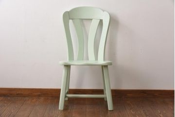中古輸入家具　オランダ製　涼しげなミントグリーンのダイニングチェア(椅子、イス、板座チェア)(R-035129)