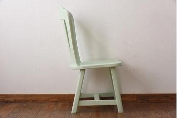 中古輸入家具　オランダ製　涼しげなミントグリーンのダイニングチェア(椅子、イス、板座チェア)(R-035129)