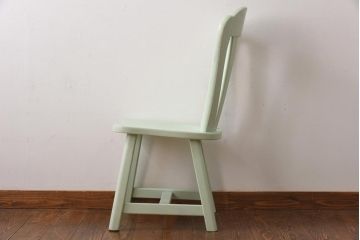 中古輸入家具　オランダ製　涼しげなミントグリーンのダイニングチェア(椅子、イス、板座チェア)(R-035129)