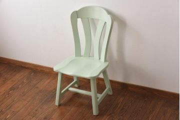 中古輸入家具　オランダ製　涼しげなミントグリーンのダイニングチェア(椅子、イス、板座チェア)(R-035129)