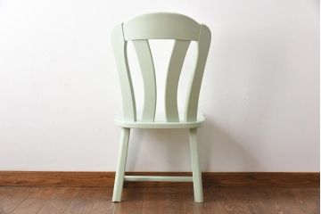 中古輸入家具　オランダ製　涼しげなミントグリーンのダイニングチェア(椅子、イス、板座チェア)(R-035129)