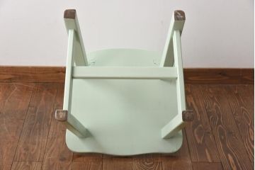 中古輸入家具　オランダ製　涼しげなミントグリーンのダイニングチェア(椅子、イス、板座チェア)(R-035129)
