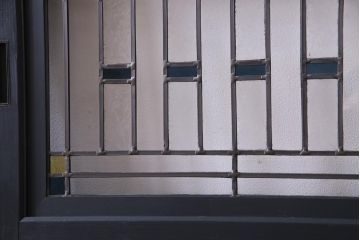 和製アンティーク　ラフジュ工房オリジナルステンドグラス　古建具リメイク　大正浪漫な雰囲気漂う板戸2枚セット(建具、引き戸)