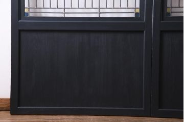 和製アンティーク　ラフジュ工房オリジナルステンドグラス　古建具リメイク　大正浪漫な雰囲気漂う板戸2枚セット(建具、引き戸)