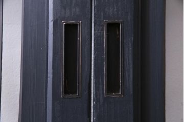 和製アンティーク　ラフジュ工房オリジナルステンドグラス　古建具リメイク　大正浪漫な雰囲気漂う板戸2枚セット(建具、引き戸)