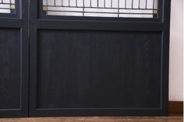 和製アンティーク　ラフジュ工房オリジナルステンドグラス　古建具リメイク　大正浪漫な雰囲気漂う板戸2枚セット(建具、引き戸)