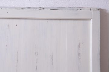 和製アンティーク　ラフジュ工房オリジナルステンドグラス　古建具リメイク　ステンドグラスを組合せたシャビーなペイント板戸1枚(引き戸、建具)