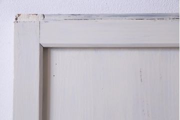 和製アンティーク　ラフジュ工房オリジナルステンドグラス　古建具リメイク　ステンドグラスを組合せたシャビーなペイント板戸1枚(引き戸、建具)