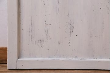 和製アンティーク　ラフジュ工房オリジナルステンドグラス　古建具リメイク　ステンドグラスを組合せたシャビーなペイント板戸1枚(引き戸、建具)