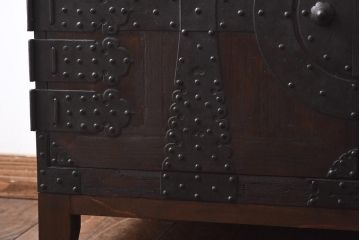 アンティーク家具　和製アンティーク　総桐材　無骨な金具が貫録を感じさせる観音開き戸のリメイクテレビボード(箪笥ローボード、リビングボード、桐箪笥、桐たんす)