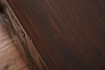 アンティーク家具　和製アンティーク　ヒノキ・桐材　無骨な金具が貫録を感じさせる観音開き戸のリメイクテレビボード(箪笥ローボード、リビングボード、桐箪笥、桐たんす)(1)