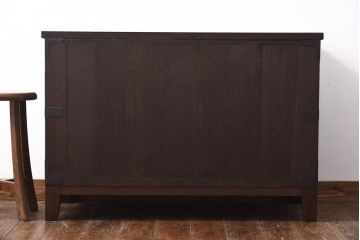 アンティーク家具　和製アンティーク　ヒノキ・桐材　無骨な金具が貫録を感じさせる観音開き戸のリメイクテレビボード(箪笥ローボード、リビングボード、桐箪笥、桐たんす)(1)