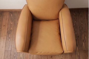 ヴィンテージ家具　フランスビンテージ　キャメル色がおしゃれなシングルソファ(1人掛けソファ)