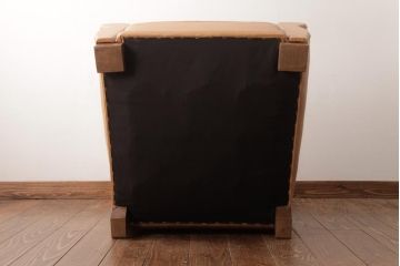 ヴィンテージ家具　フランスビンテージ　キャメル色がおしゃれなシングルソファ(1人掛けソファ)