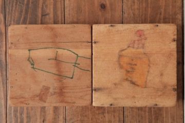 アンティーク雑貨　昭和レトロ　懐かしさ感じる大きな積み木セット【マルチ/16ヶ組】(飾り台、花台、ディスプレイ雑貨)