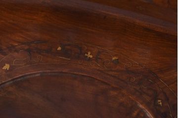 スペイン工芸家具　真鍮象嵌　繊細な模様が素敵なマホガニー材製のビンテージロッキングチェア(椅子)