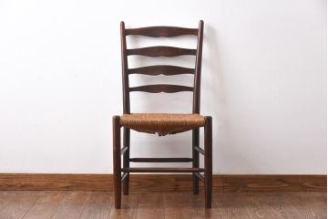 ビンテージ　松本民芸家具　#63型　ラダーバックのラッシチェア(ダイニングチェア、椅子)(定価約11万円)