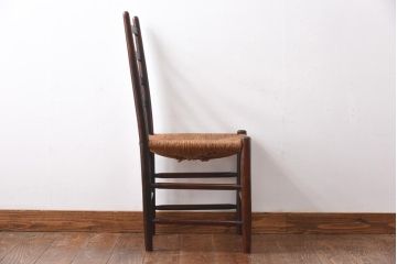 ビンテージ　松本民芸家具　#63型　ラダーバックのラッシチェア(ダイニングチェア、椅子)(定価約11万円)