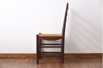 ビンテージ　松本民芸家具　#63型　ラダーバックのラッシチェア(ダイニングチェア、椅子)(定価約11万円)