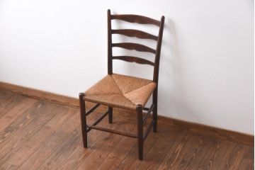 ビンテージ　松本民芸家具　#63型　ラダーバックのラッシチェア(ダイニングチェア、椅子)(定価約11万円)