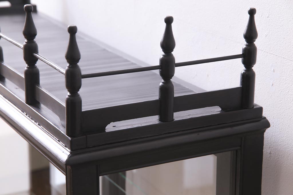 アンティーク家具　大正ロマン　天枠付き!　古いタバコ屋の薄型ガラスケース(ショーケース、陳列棚)