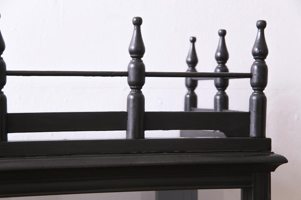 アンティーク家具　大正ロマン　天枠付き!　古いタバコ屋の薄型ガラスケース(ショーケース、陳列棚)