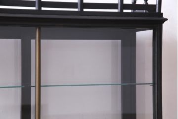 アンティーク家具　大正ロマン　天枠付き!　古いタバコ屋の薄型ガラスケース(ショーケース、陳列棚)