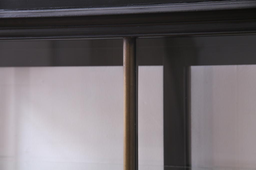 アンティーク家具　大正ロマン　天枠付き!　古いタバコ屋の薄型ガラスケース(ショーケース、陳列棚)