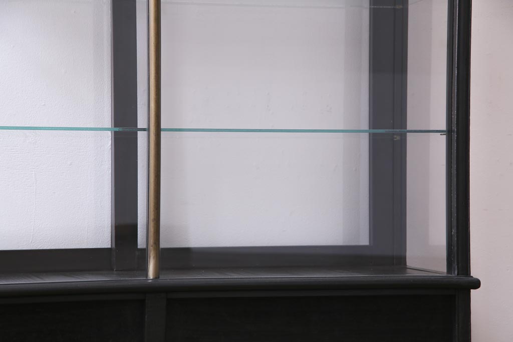 アンティーク家具　大正ロマン　天枠付き!　古いタバコ屋の薄型ガラスケース(ショーケース、陳列棚)