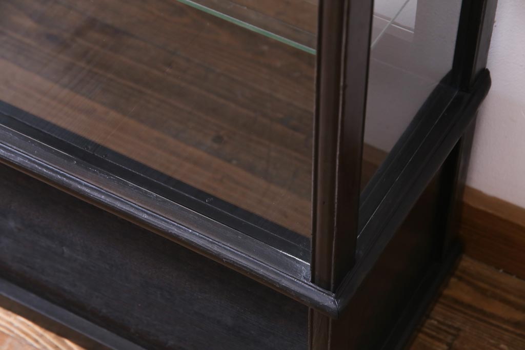 アンティーク家具　大正ロマン　天枠付き!　古いタバコ屋の薄型ガラスケース(ショーケース、陳列棚)