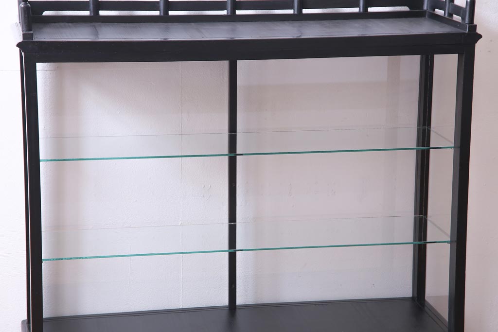 アンティーク家具　大正ロマン　天枠付き!　古いタバコ屋の薄型ガラスケース(ショーケース、陳列棚)
