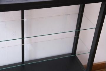 アンティーク家具　大正ロマン　天枠付き!　古いタバコ屋の薄型ガラスケース(ショーケース、陳列棚)