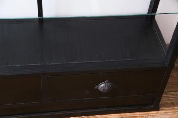 アンティーク家具　大正ロマン　天枠付き!　古いタバコ屋の薄型ガラスケース(ショーケース、陳列棚)