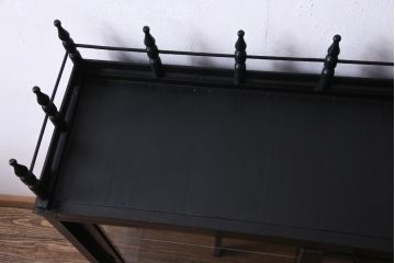 アンティーク家具　大正ロマン　天枠付き!　古いタバコ屋の薄型ガラスケース(ショーケース、陳列棚)