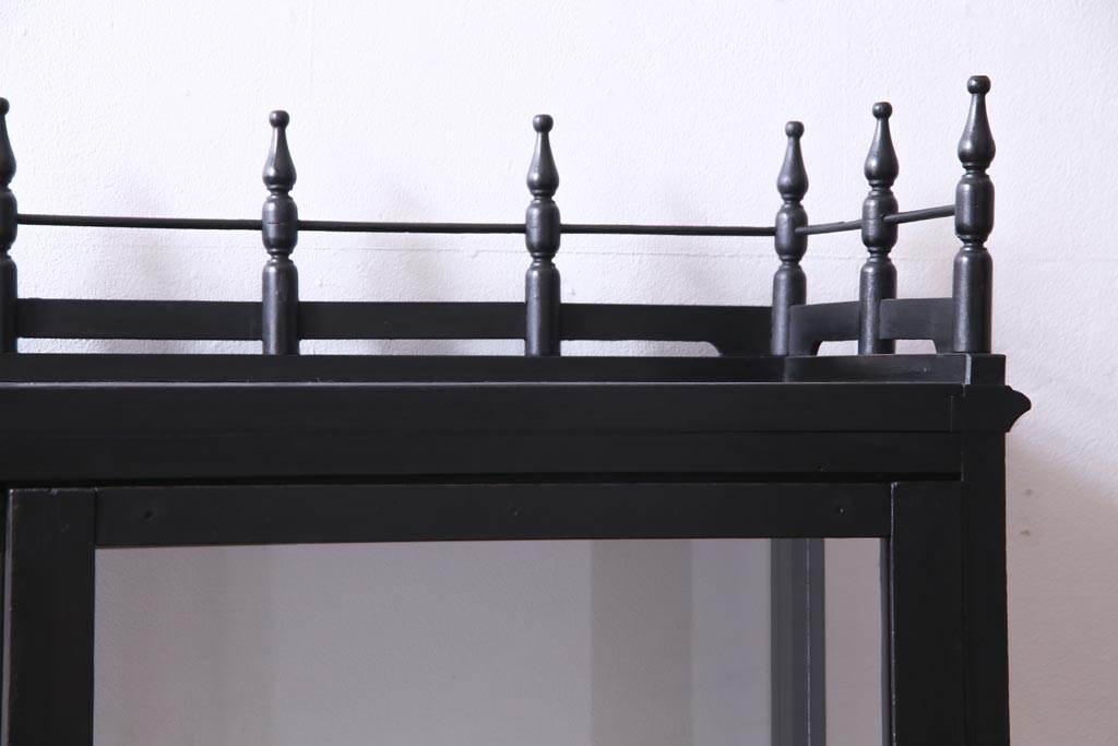 アンティーク家具　大正ロマン　天枠付き!　古いタバコ屋の薄型ガラスケース(ショーケース、陳列棚)