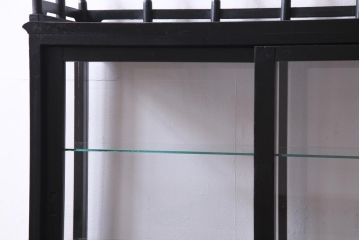 アンティーク家具　大正ロマン　天枠付き!　古いタバコ屋の薄型ガラスケース(ショーケース、陳列棚)