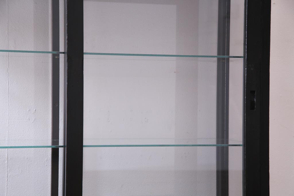 アンティーク家具　大正ロマン　天枠付き!　古いタバコ屋の薄型ガラスケース(ショーケース、陳列棚)