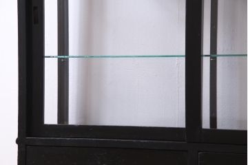 アンティーク家具　大正ロマン　天枠付き!　古いタバコ屋の薄型ガラスケース(ショーケース、陳列棚)