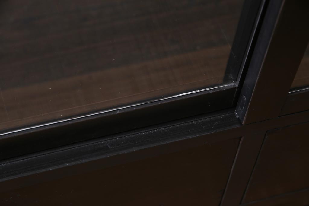 アンティーク家具　大正ロマン　天枠付き!　古いタバコ屋の薄型ガラスケース(ショーケース、陳列棚)