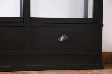 アンティーク家具　大正ロマン　天枠付き!　古いタバコ屋の薄型ガラスケース(ショーケース、陳列棚)